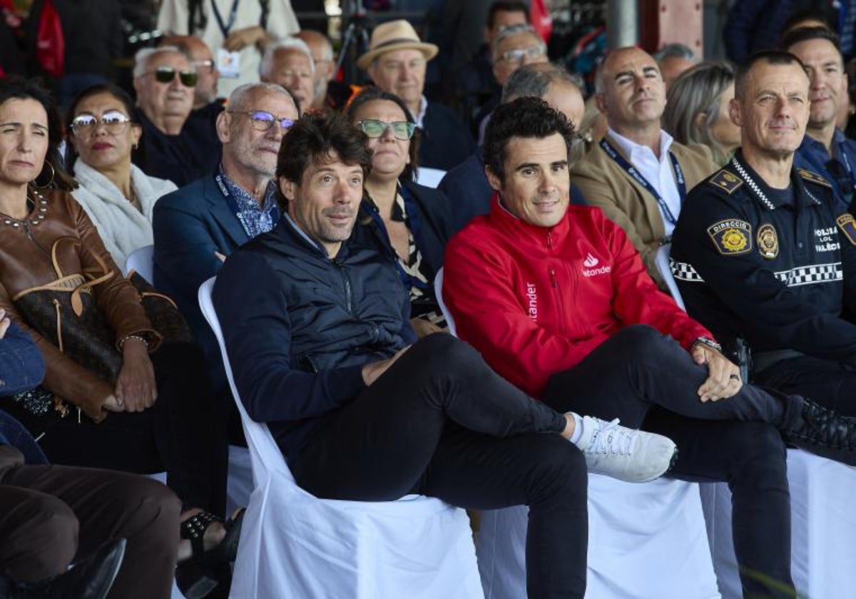 Óscar Freire y Javier Gómez Noya, en la presentación del Gran Fondo.