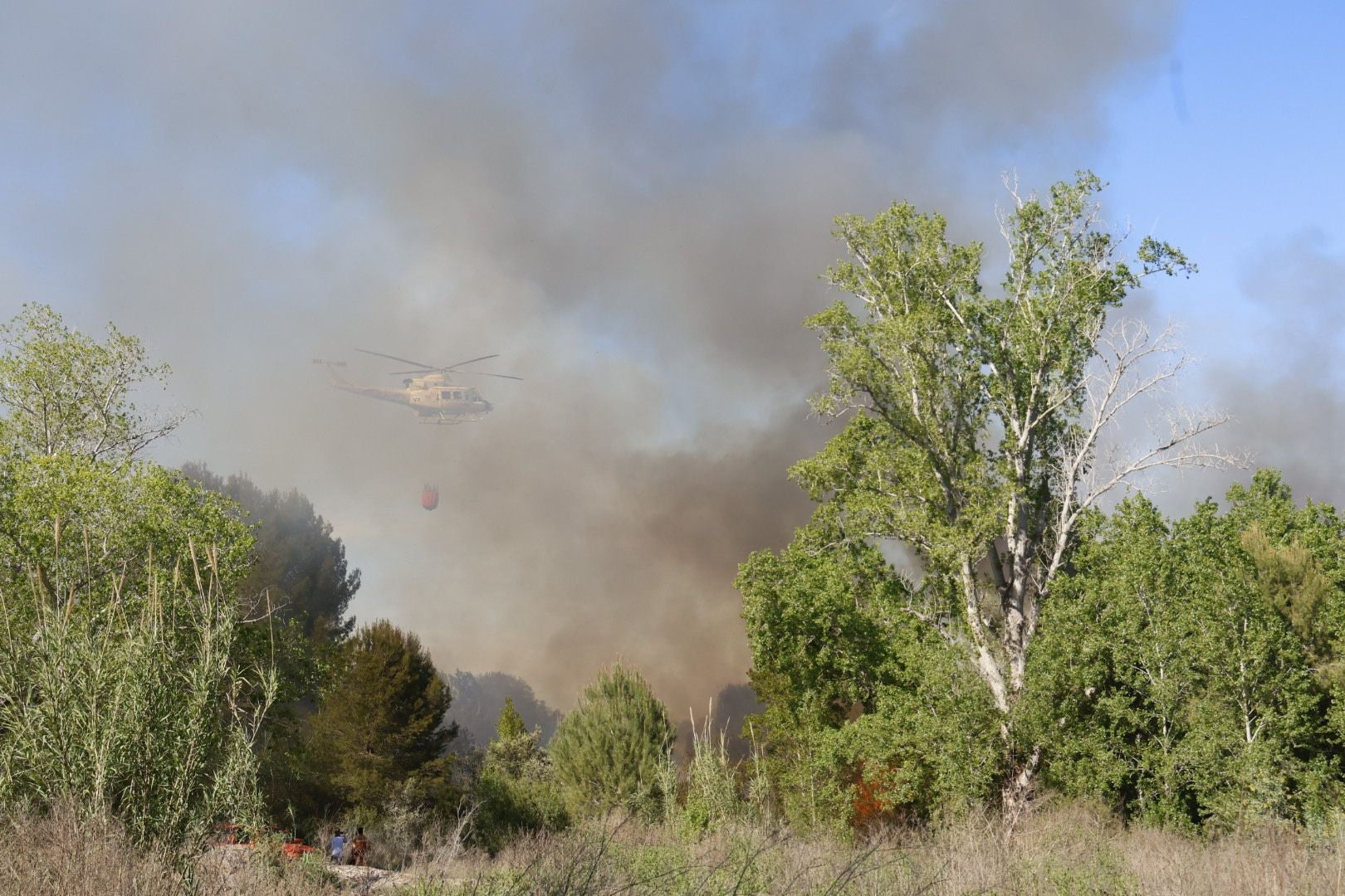 Un incendio amenaza la urbanización Masía de Traver en Riba-roja