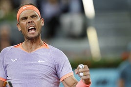 El tenista Rafa Nadal durante su partido frente al checo Jiri Lehecka.