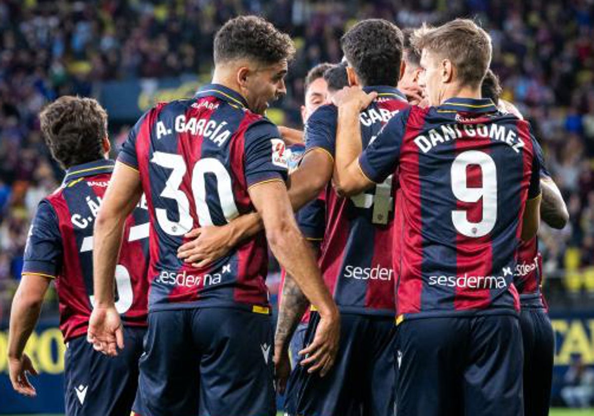 Dani Gómez, en la celebración de uno de los goles en La Cerámica.