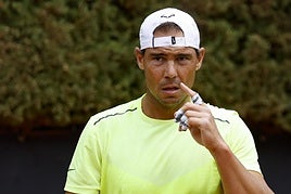 Rafa Nadal, entrenando en Roma.