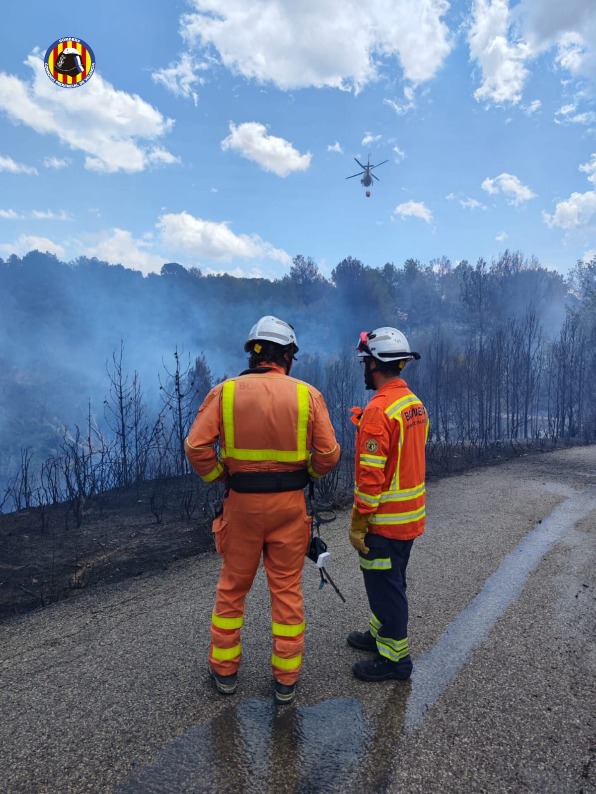 Bomberos en el incnedio de la Canyà de Montroi.