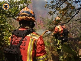 Brigadas forestales apagando uno de estos incendios.