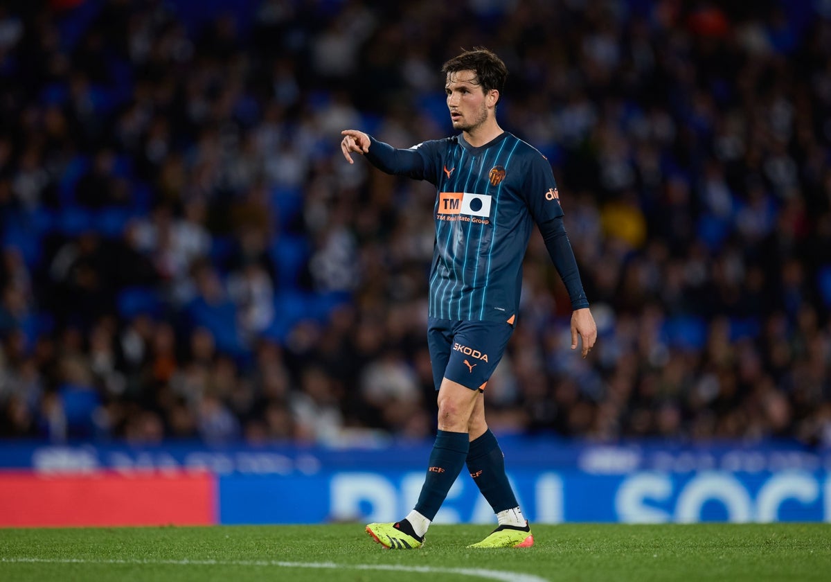 Hugo Guillamón, durante el partido contra la Real Sociedad.