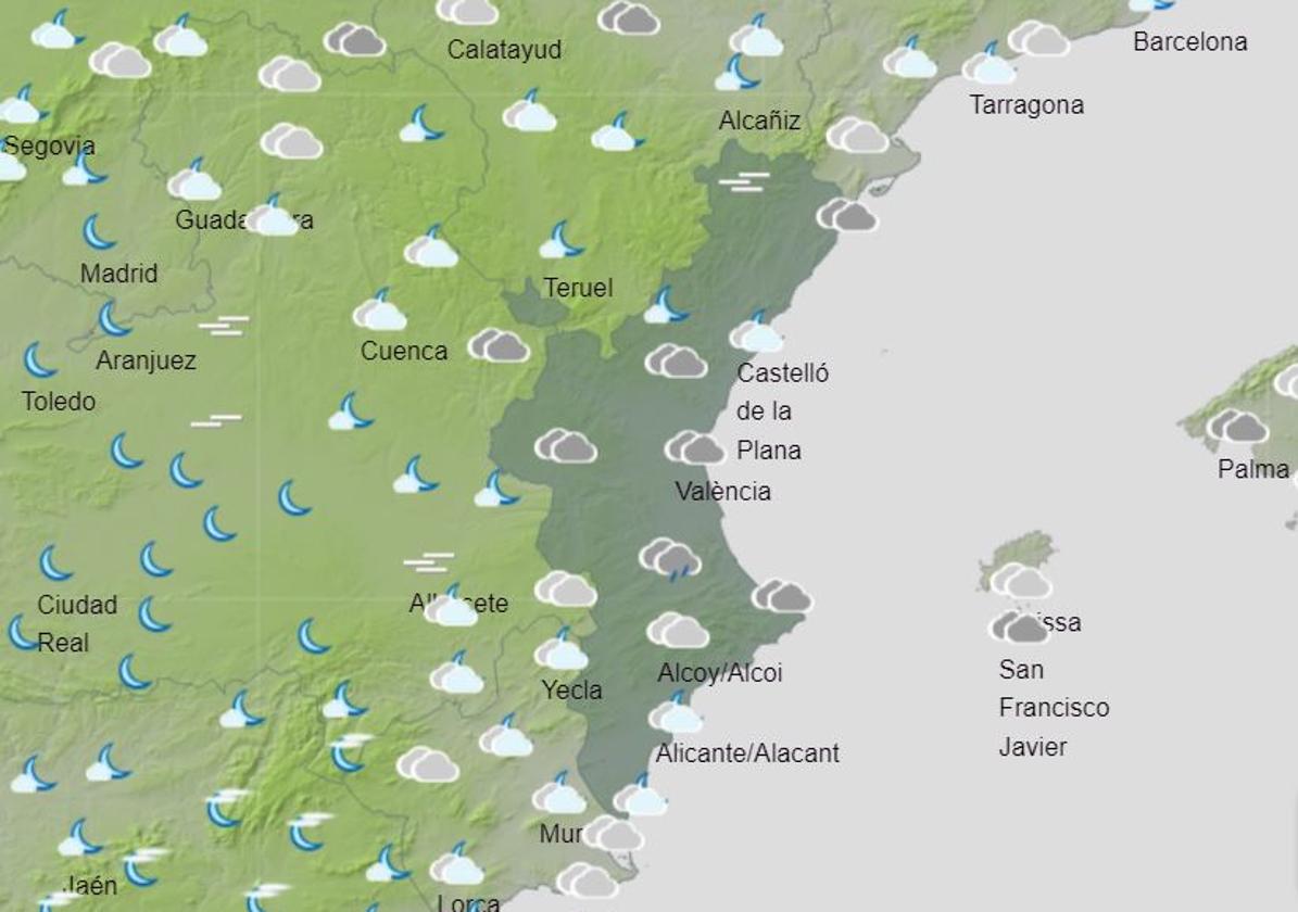 Aemet anuncia cielos nubosos y tormentas este fin de semana en la Comunitat Valenciana