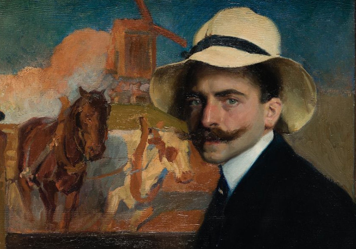 'Autorretrato con La vuelta del trabajo' (1905), del valenciano Manuel Benedito.