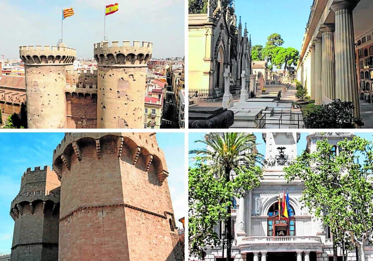 Torres de Quart (3,2 millones de euros), Ayuntamiento de Valencia (26,9 millones de euros), Torres de Serranos (2,7 millones de euros), Cementerio General (81,4 millones de euros).