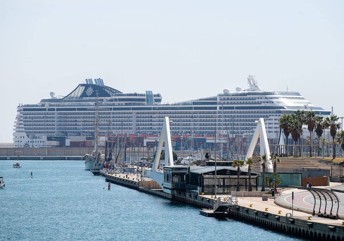 Un crucero de grandes dimensiones, en el puerto de Valencia.