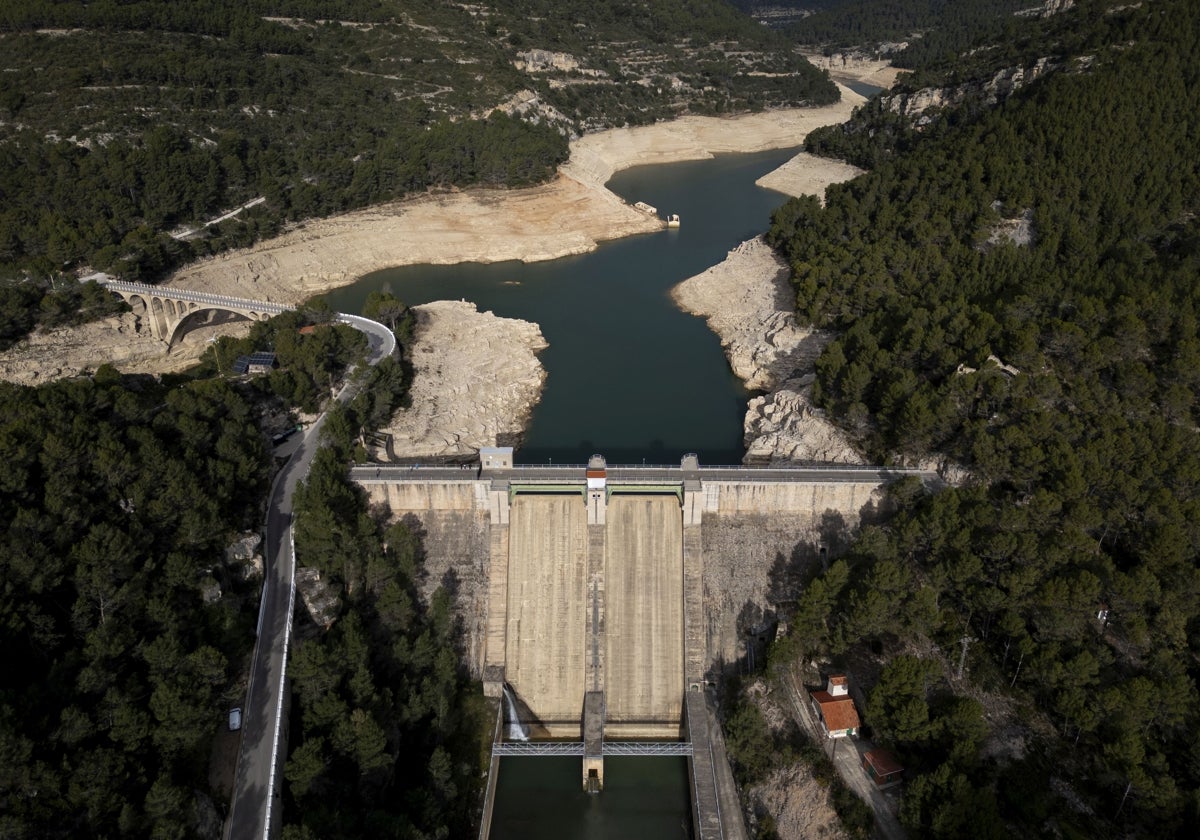 Vista del pantano de Ulldecona que se encuentra al 3%.