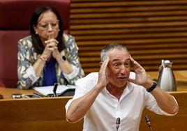 Joan Baldoví, durante una intervención en la tribuna de Les Corts.