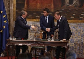 Vicente Boluda, Carlos Mazón y Javier Quesada.