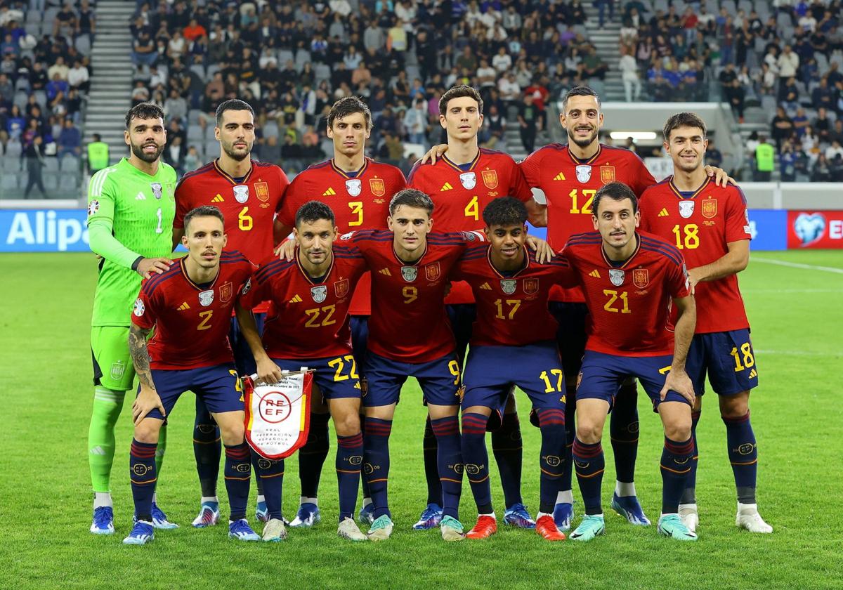 El once de España en un partido de clasificación para la Euro 2024.