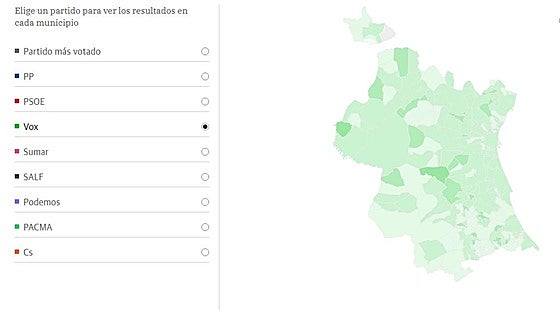 Resultados de Vox en las Europeas 2024: aumenta su poder en los pueblos de interior de Valencia