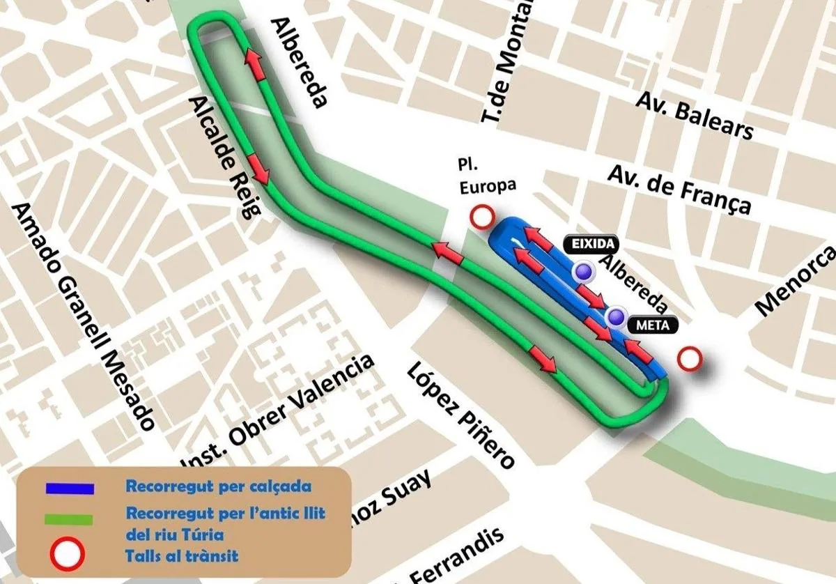 Calles cortadas, horario y recorrido de la carrera ‘Ponle freno’ de este sábado en Valencia