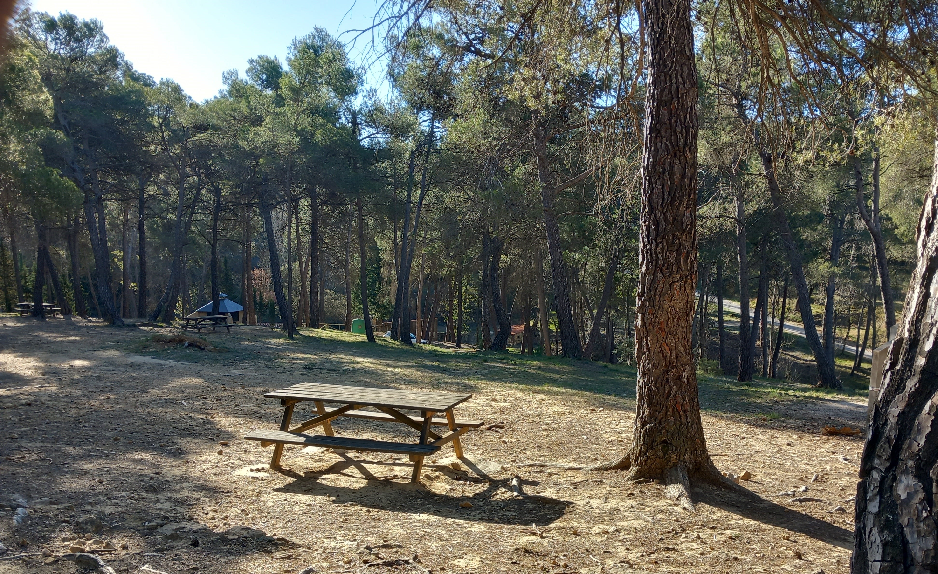 Imagen principal - Arriba, la zona de acampada de Fuente de las Arenas de Enguera; abjo las de Ceja del Río Grande, de Navarrés (izqueirda) y El Regajo, de La Font de la Figuera (derecha).