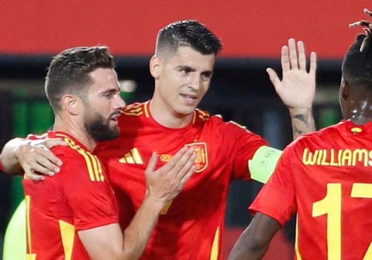 Morata celebra el segundo gol en el amistoso ante Irlanda del Norte.