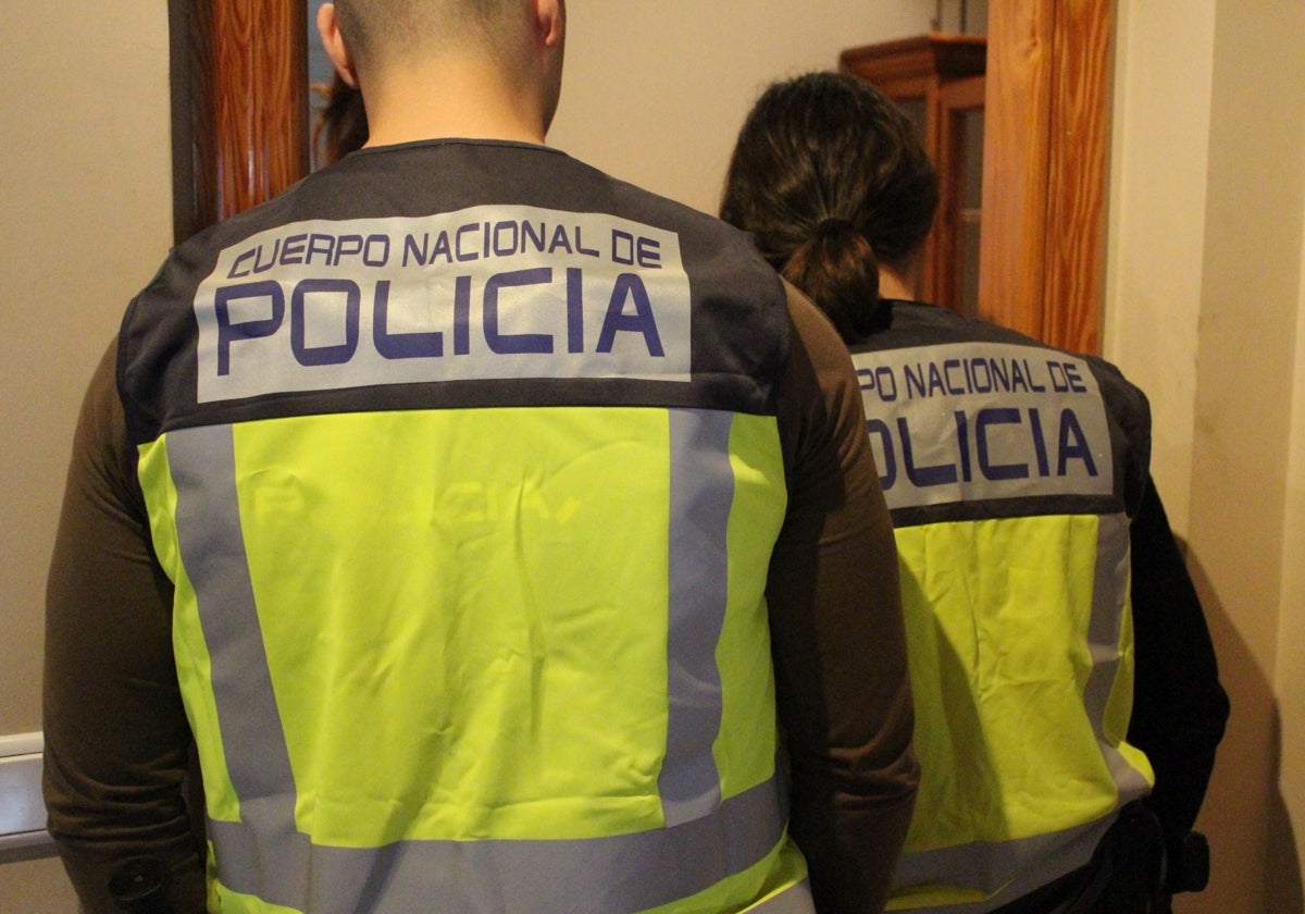 Agentes de la Policía Nacional registran una vivienda.