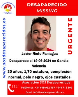 Cartel difundido por SOS Desaparecidos.