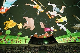 Proyección de 'Astromenuts', en el Hemisfèric.