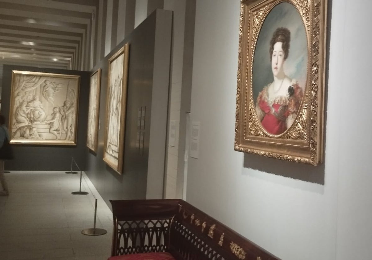 Uno de los retratos de Vicente de López, dedicado a la reina María Isabel de Braganza.