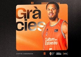 Justin Anderson se marcha del Valencia Basket.