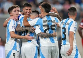 Conmebol. Argentina celebra un gol durante la Copa América 2024.