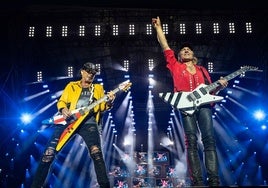 Scorpions, este jueves, en su concierto en Valencia.