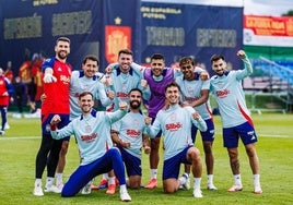 Jugadores de la selección española al inicio de la Eurocopa 2024.