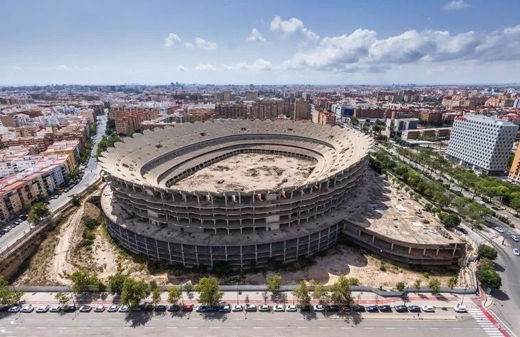 Vista aérea del nuevo estadio del Valencia.