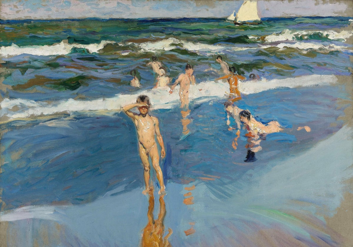 Cuadro de Sorolla retratando a niños jugando en la playa.