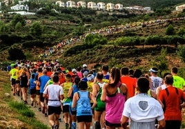 Miles de corredores del Gran Fondo Internacional de Siete Aguas durante su tramo por montaña.