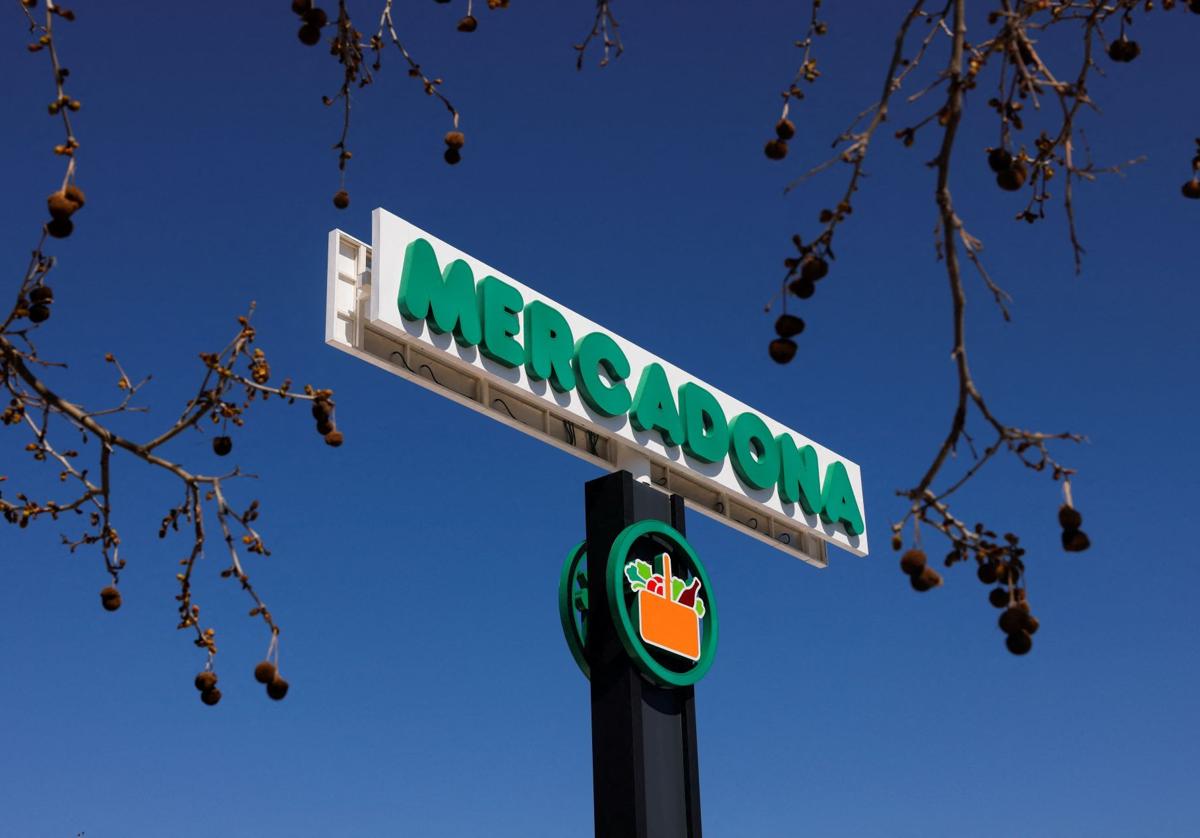 Logo de Mercadona en uno de sus supermercados.