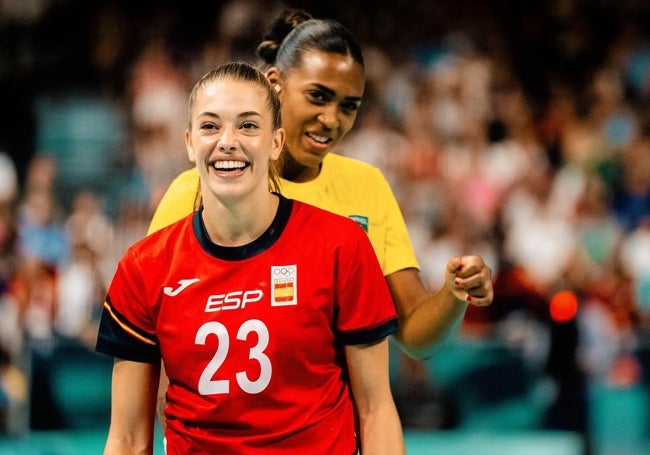 Paula Arcos durante un encuentro de la selección española contra Brasil