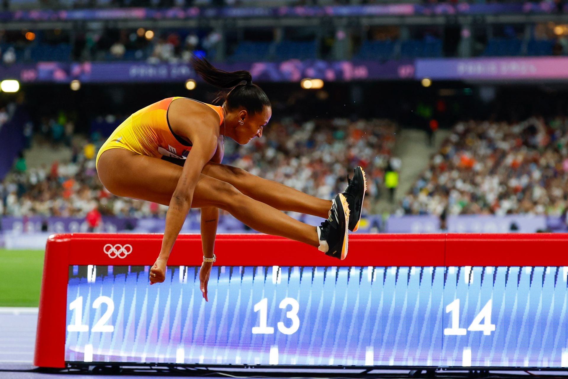 Ana Peleteiro en la final de triple salto de los Juegos Olímpicos de París