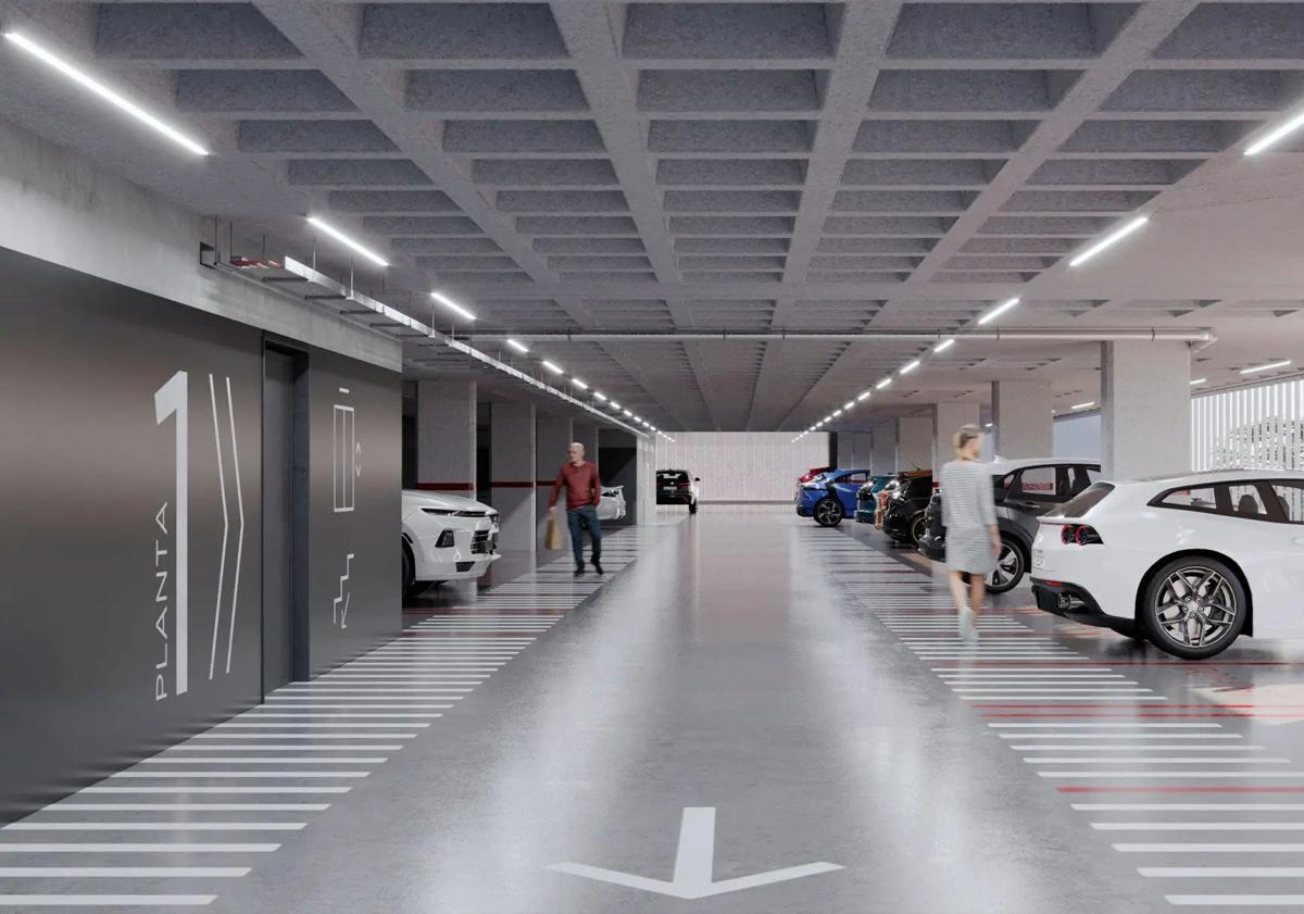 Imagen principal - Recreación del futuro parking Roig Arena.