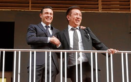 Amadeo Salvo y Peter Lim, el día del recibimiento en Mestalla del empresario singapurés