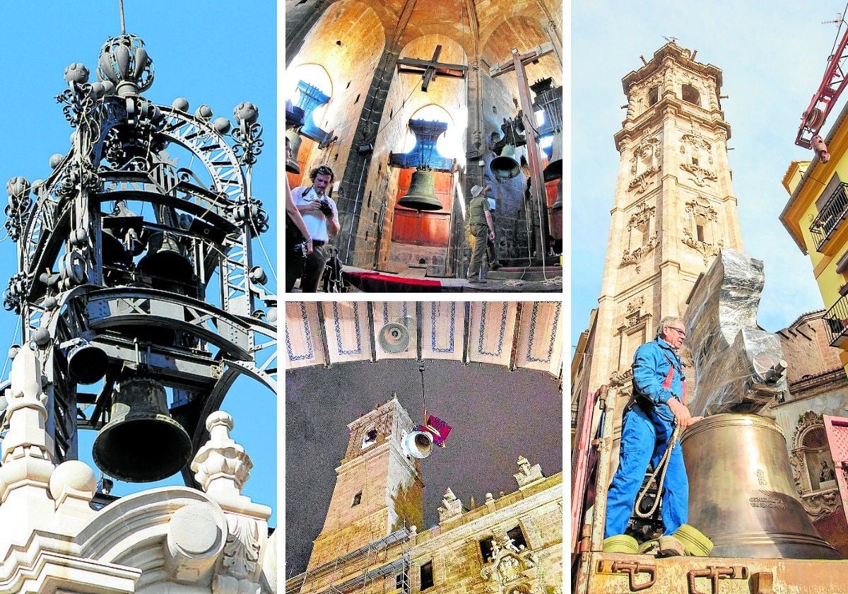 Algunos de los campanarios más reconocibles de la ciudad, como el del Ayuntamiento, la Catedral, Santos Juanes y Santa Catalina.