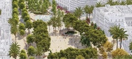 Imagen virtual del proyecto Re-Natura, ganador del concurso de ideas para reformar la plaza del Ayuntamiento de Valencia.