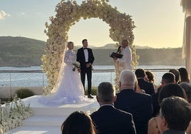 Pachi Viñoles y Amadeo Salvo, durante la ceremonia la tarde del sábado en Ibiza.