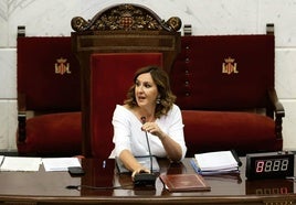 La alcaldesa de Valencia, María José Catalá, este lunes en el Debate del Estado de la ciudad.