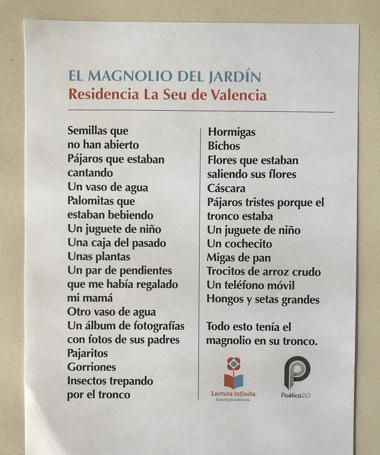 Uno de los poemas elaborado por mayores en los talleres de Poética 2.0