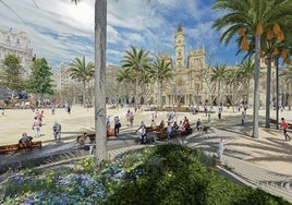 Recreación del proyecto de reforma de la plaza del Ayuntamiento de Valencia.