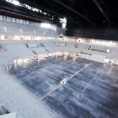 El primer vuelo por el Roig Arena