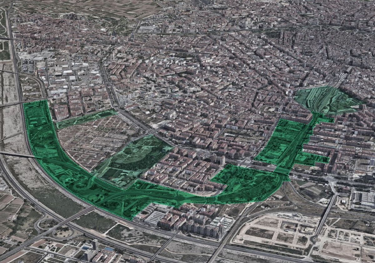 Imagen principal - Corredor verde sur diseñado con un concurso de ideas por el gobierno de Ribó.