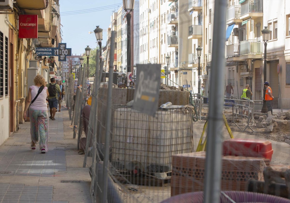 Obras de la avenida de la Malvarrosa.