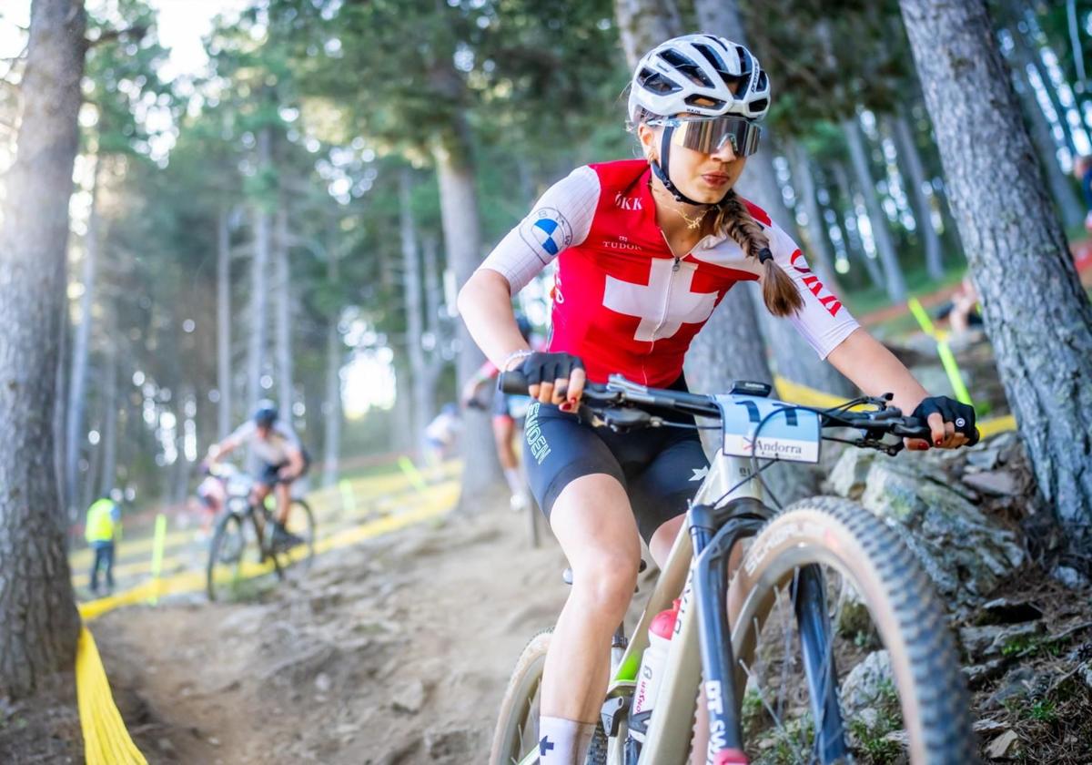 Muriel Ferrer, en agosto de 2024 en el UCI Cross Country Junior Women, XCO, Mountain Bike World Championship, en Pal Arinsal, Andorra,