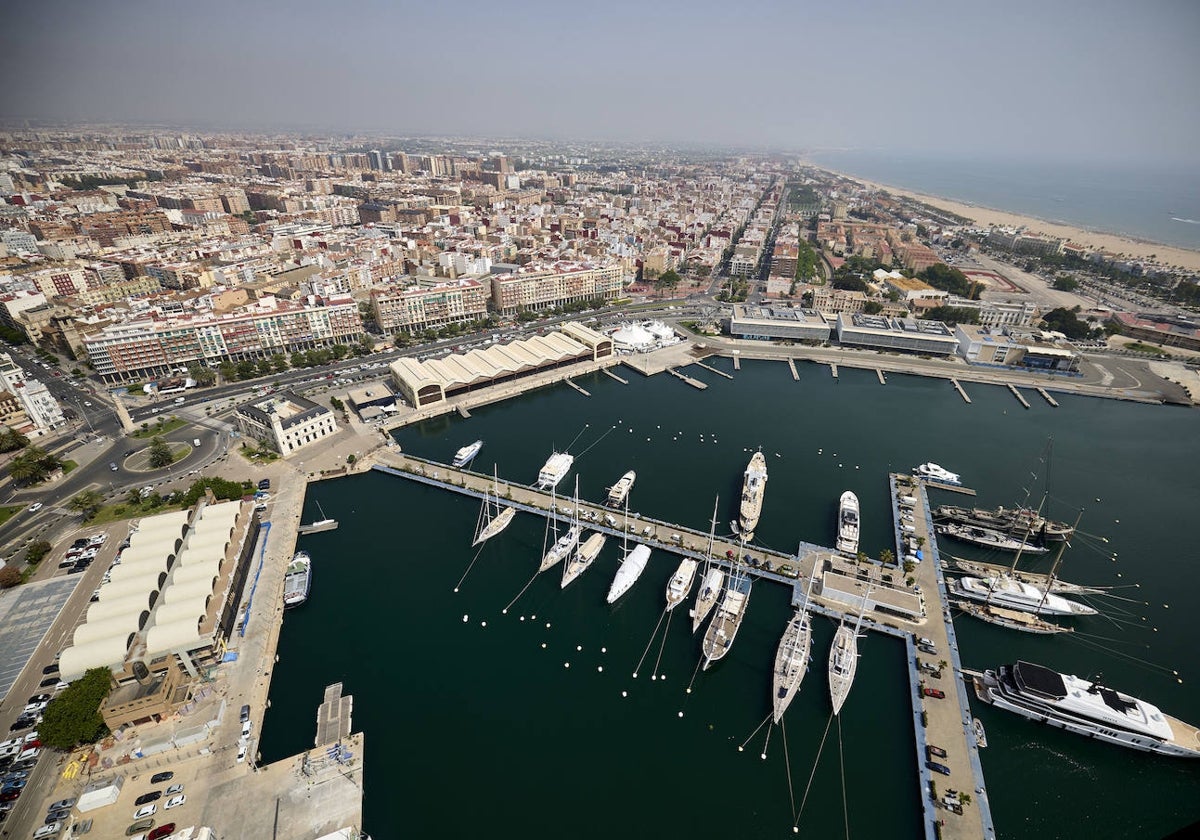 Vista aérea de la Marina de Valencia.