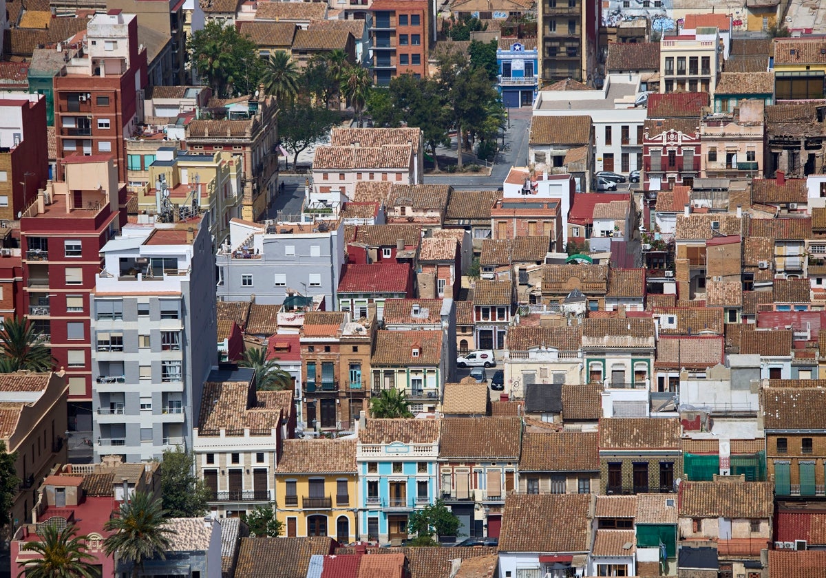 Vista aérea del Cabanyal.