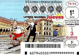 Décimo de Lotería dedicado a los famosos agentes de la TIA, Mortadelo y Filemón.