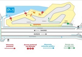 Accesos y parking en el Jarama.